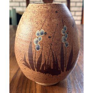 Robert Fishman Pottery RFP Studio Art Floral‎ Rhode Island USA Made Vase 10"